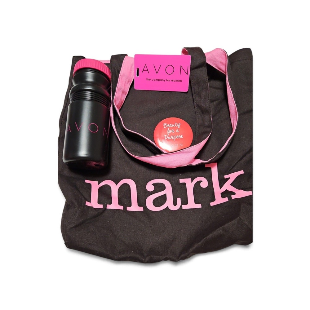 Avon Mark Tote Bag, Water Bottle and Beauty for a Purpose Pin Bundle